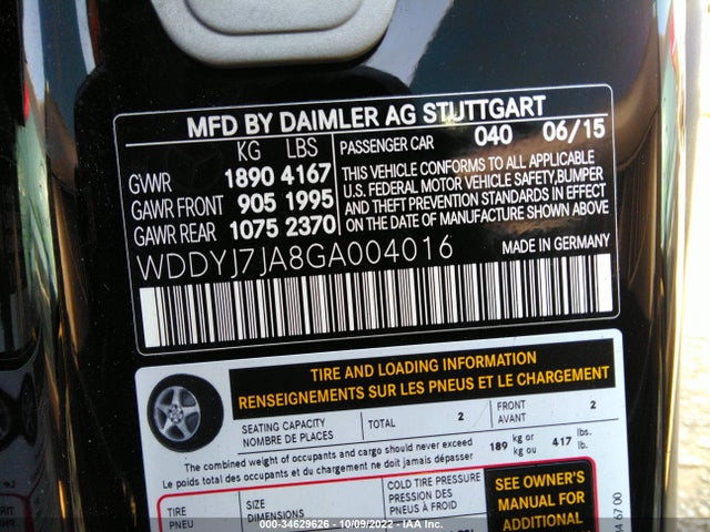 2016 Mercedes-Benz AMG GT, VIN: WDDYJ7JA8GA004016
