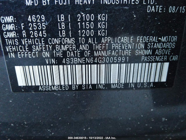 2016 Subaru Legacy, VIN: 4S3BNEN64G3005991