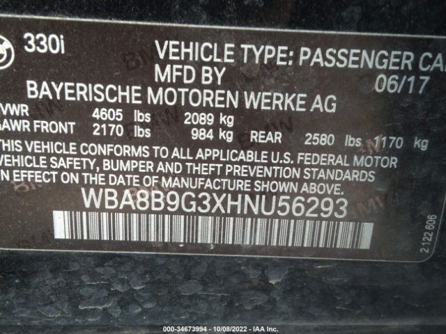 WBA8B9G3XHNU56293 BMW 3 Series 330i