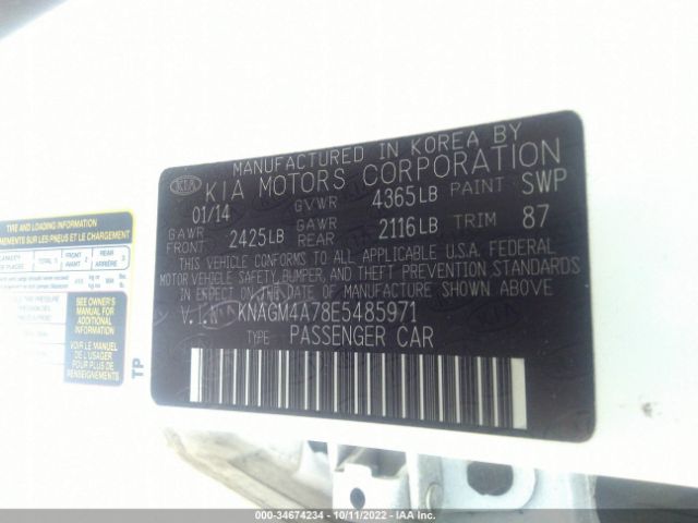 KNAGM4A78E5485971 KIA Optima Lx