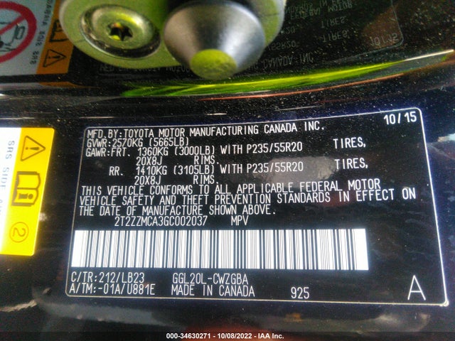 Lexus RX 350 2016 2T2ZZMCA3GC002037 Image 9