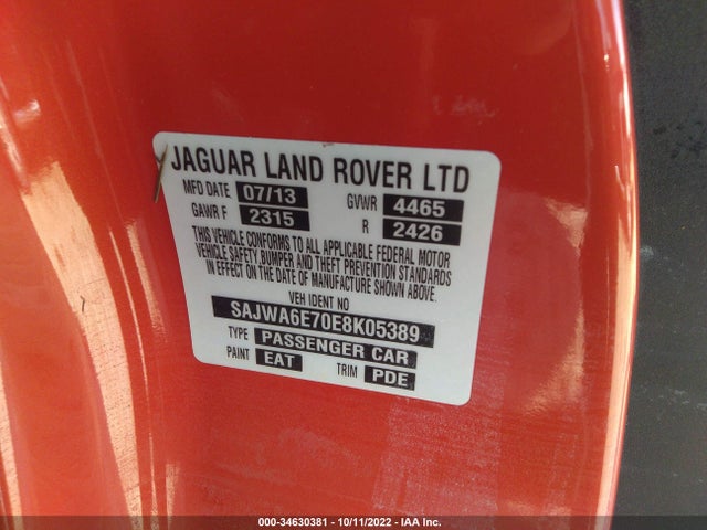 2014 Jaguar F-TYPE, VIN: SAJWA6E70E8K05389