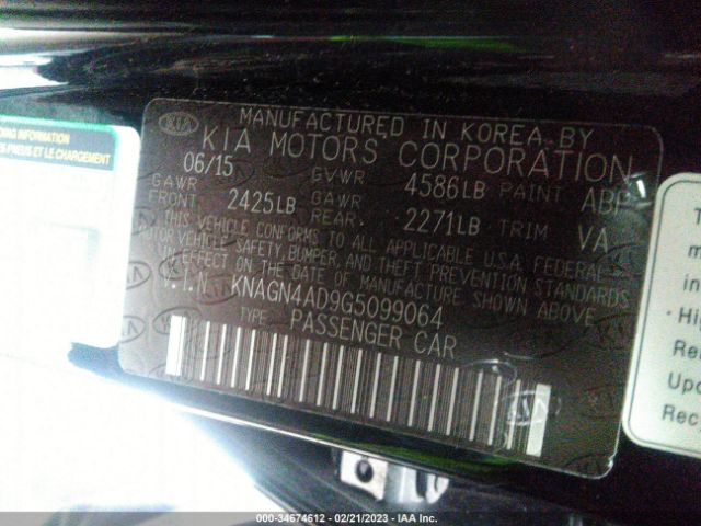 KNAGN4AD9G5099064 KIA Optima Hybrid Ex