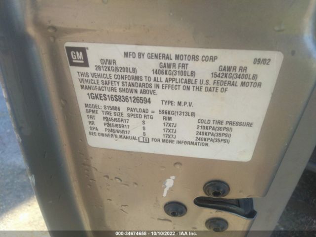 1GKES16S836126594 GMC Envoy Xl Sle