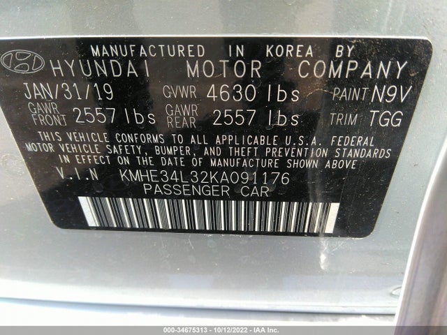 2019 Hyundai Sonata, VIN: KMHE34L32KA091176