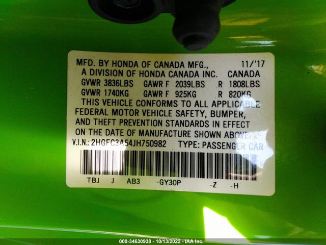 Honda l15b7 2018 2HGFC3A54JH750982 Image 24