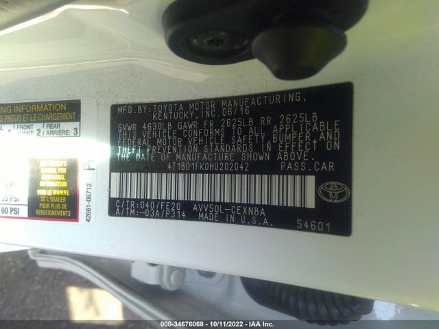 2017 Toyota Camry, VIN: 4T1BD1FK0HU202042