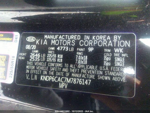 KNDP6CAC7M7876147 KIA SPORTAGE S