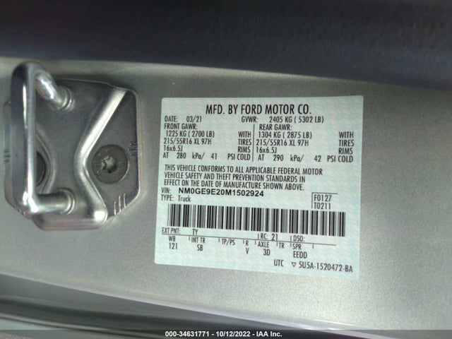 2021 Ford Transit Connect, VIN: NM0GE9E20M1502924