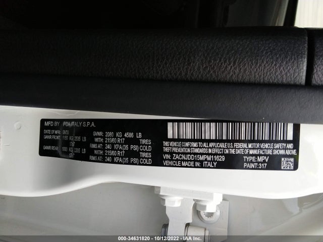 2021 Jeep Renegade, VIN: ZACNJDD15MPM11629
