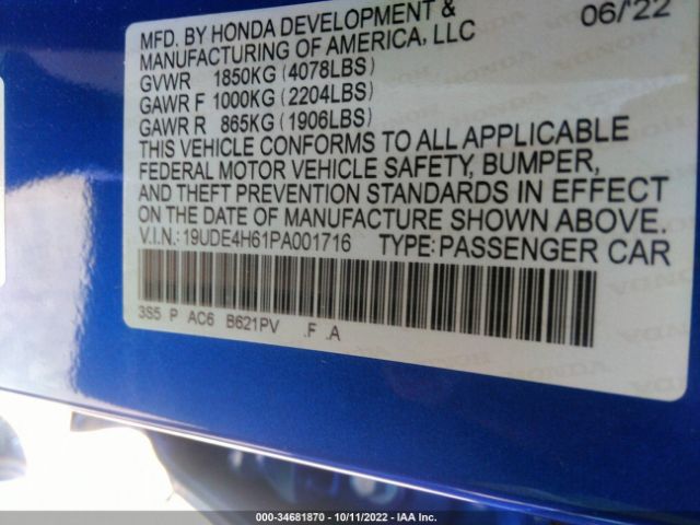19UDE4H61PA001716 Acura Integra W/a-spec Tech Package