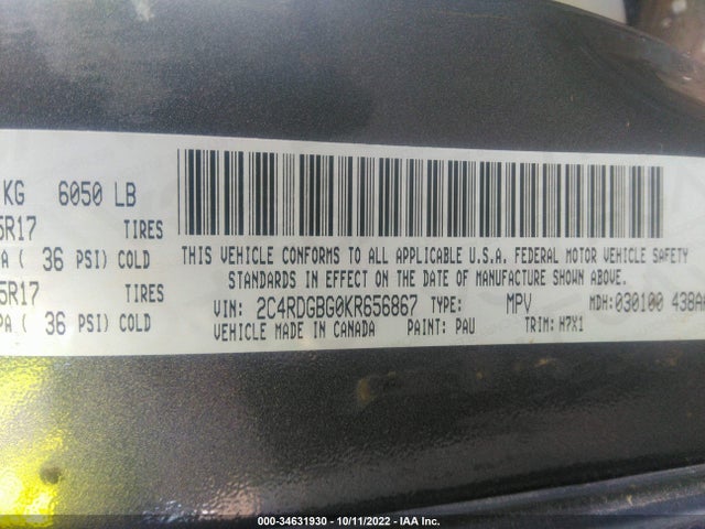 Dodge Grand Caravan Se 2019 2C4RDGBG0KR656867 Image 9