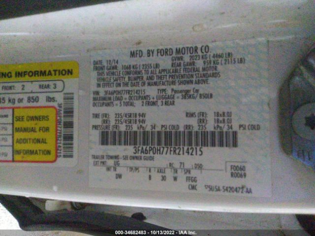 3FA6P0H77FR214215 Ford FUSION SE