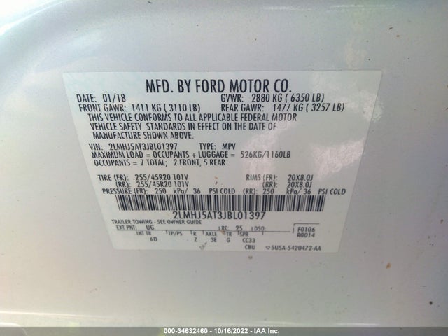 Lincoln Mkt Reserve 2018 2LMHJ5AT3JBL01397 Image 9