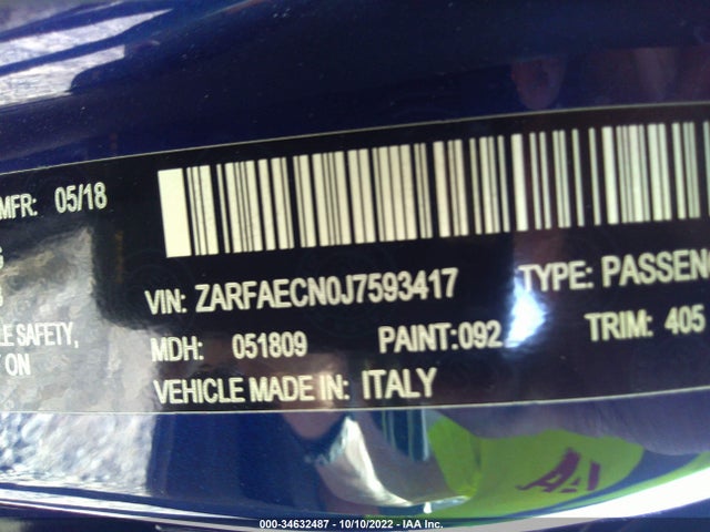 ZARFAECN0J7593417 Alfa Romeo Giulia