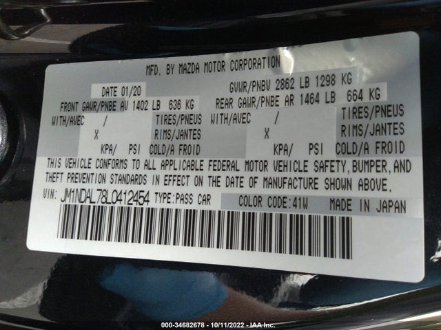 2020 Mazda MX-5 Miata, VIN: JM1NDAL78L0412454
