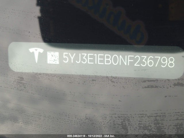 Tesla MODEL 3 2022 5YJ3E1EB0NF236798 Image 9