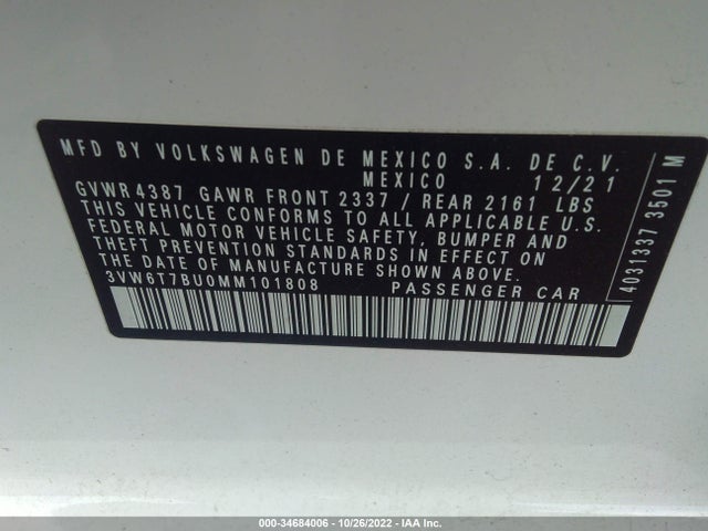 3VW6T7BU0MM101808 Volkswagen Jetta Gli S/autobahn