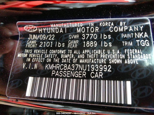 2022 Hyundai Venue, VIN: KMHRC8A37NU193992