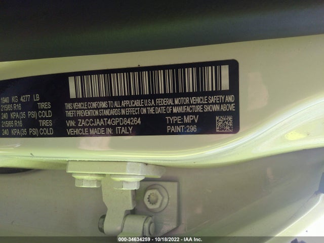 2016 Jeep Renegade, VIN: ZACCJAAT4GPD84264
