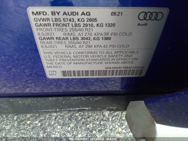 2021 Audi SQ5, VIN: WA1B4AFY6M2109244