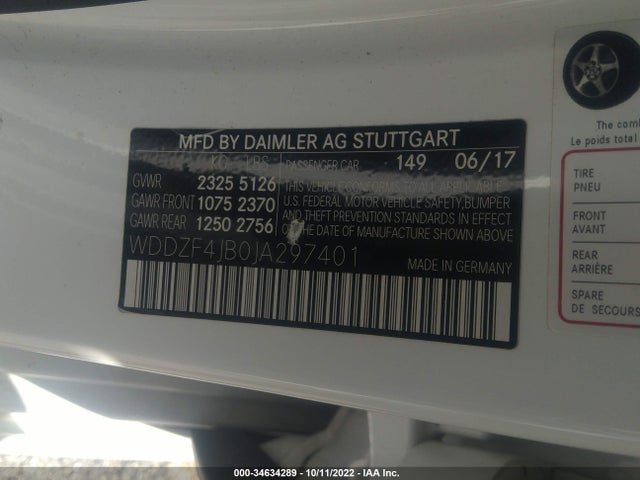 2018 Mercedes-Benz E-Class, VIN: WDDZF4JB0JA297401