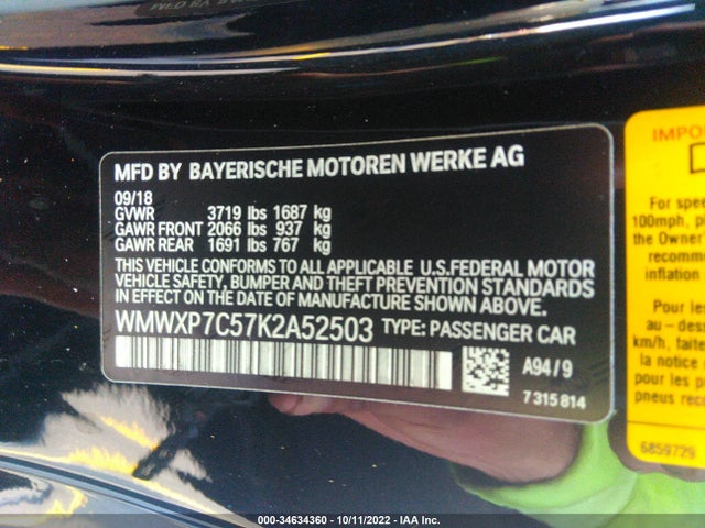 2019 Mini Cooper, VIN: WMWXP7C57K2A52503