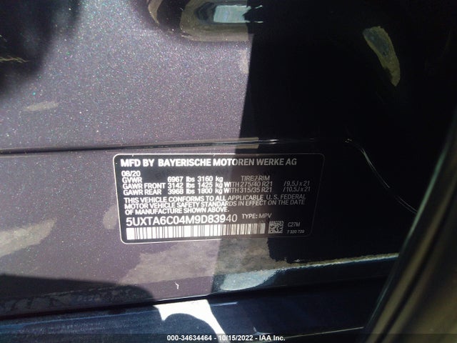 2021 BMW X5, VIN: 5UXTA6C04M9D83940