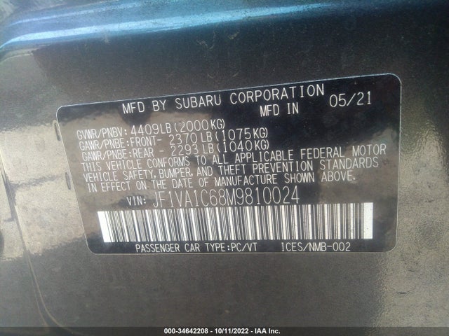 2021 Subaru WRX, VIN: JF1VA1C68M9810024