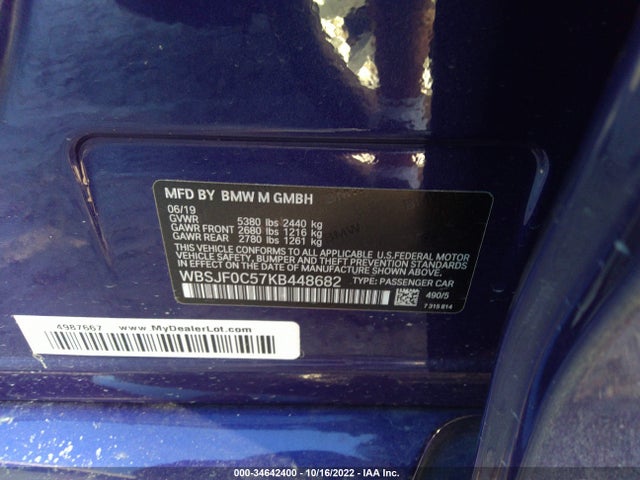 2019 BMW M5, VIN: WBSJF0C57KB448682