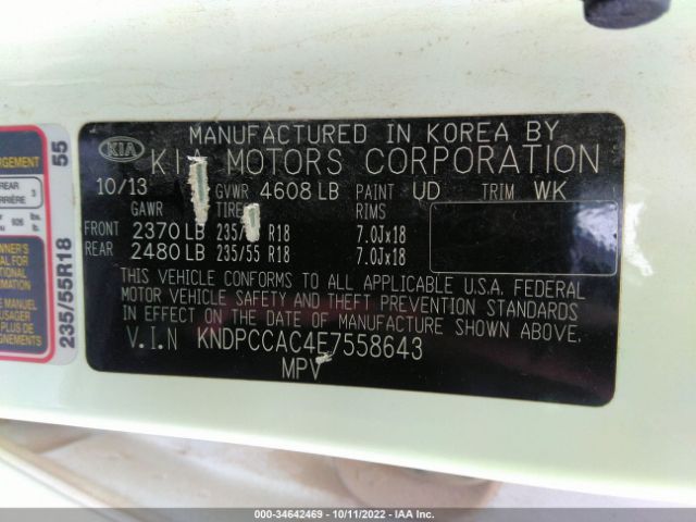KNDPCCAC4E7558643 KIA Sportage Ex