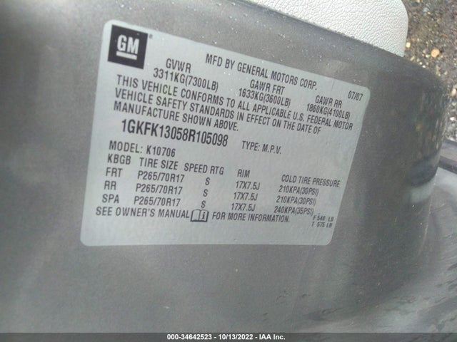 GMC Yukon 2008 1GKFK13058R105098 Image 9