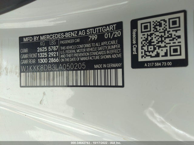 2020 Mercedes-Benz S-Class, VIN: W1KXK8DB3LA050205