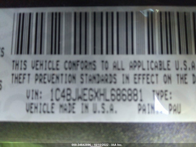 2017 Jeep Wrangler, VIN: 1C4BJWEGXHL686881
