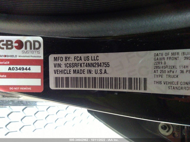 2022 Ram 1500, VIN: 1C6SRFKT4NN294755