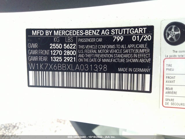 2020 Mercedes-Benz AMG GT, VIN: W1K7X6BBXLA031398