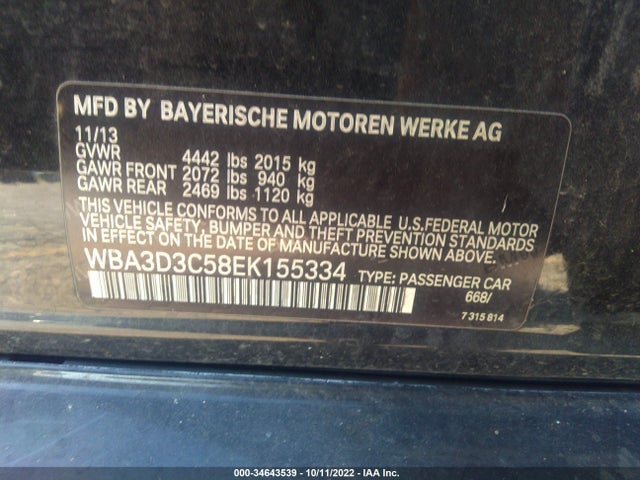 BMW 3 Series 328d 2014 WBA3D3C58EK155334 Image 10
