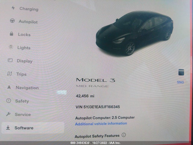 Tesla Model 3 Range Battery 2018 5YJ3E1EA5JF166345 Image 8