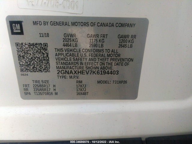 Chevrolet EQUINOX LS 2019 2GNAXHEV7K6194403 Image 9