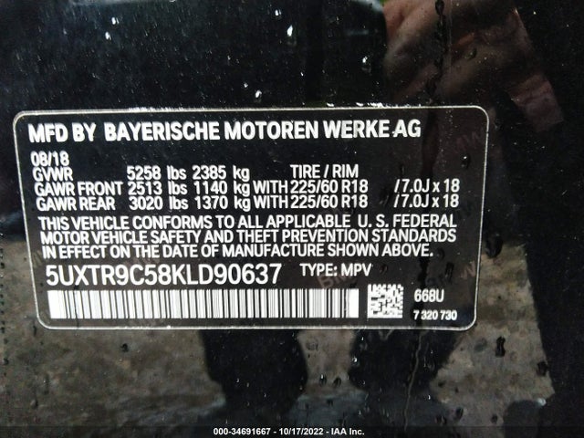 2019 BMW X3, VIN: 5UXTR9C58KLD90637