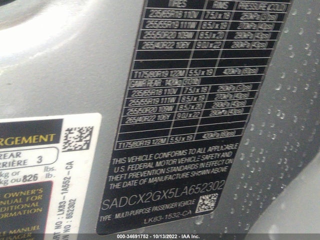 2020 Jaguar F-PACE, VIN: SADCX2GX5LA652302