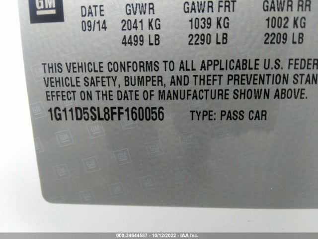 Chevrolet MALIBU LT 2015 1G11D5SL8FF160056 Image 10