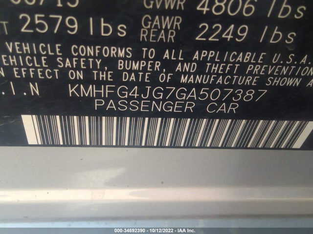 Hyundai AZERA 2016 KMHFG4JG7GA507387 Image 11