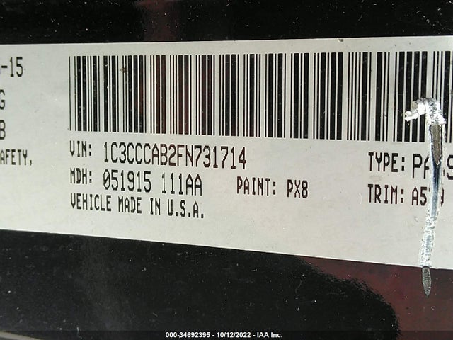 2015 CHRYSLER 200 LIMITED VIN: 1C3CCCAB2FN731714
