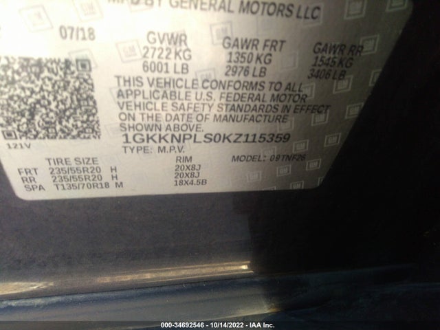 GMC Acadia Denali 2019 1GKKNPLS0KZ115359 Image 9
