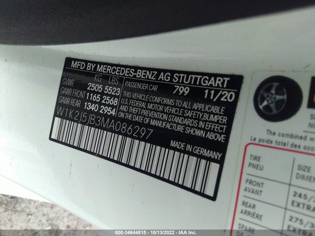 2021 Mercedes-Benz CLS-Class, VIN: W1K2J5JB3MA086297