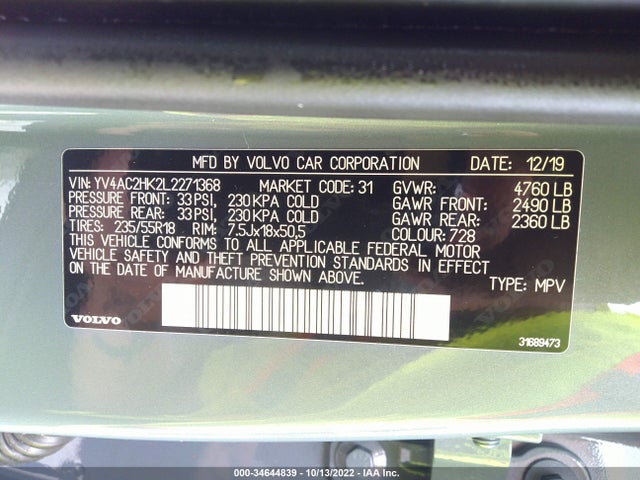 2020 Volvo XC40, VIN: YV4AC2HK2L2271368