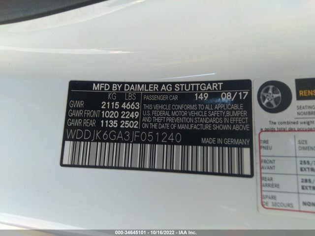 2018 Mercedes-Benz SL-Class, VIN: WDDJK6GA3JF051240
