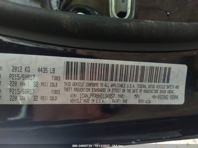 1C4NJPFA9HD134957 Jeep Patriot High Altitude