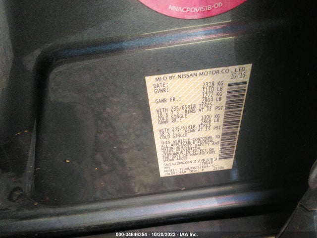 2015 Nissan Murano, VIN: 5N1AZ2MGXFN279333